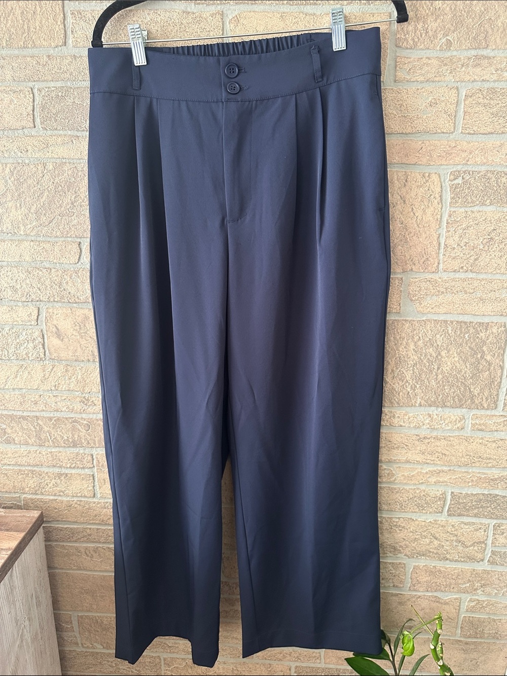 Halara Women's Navy Wide-Leg Dress Pants, Large